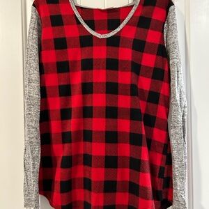 Bobbie Brooks Buffalo Print Checkered Long Sleeve Top